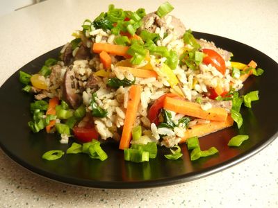 Ryż z wątróbką i warzywami