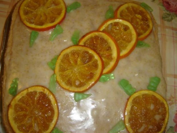 Przepis  ciasto z masą pomarańczową i owocami przepis