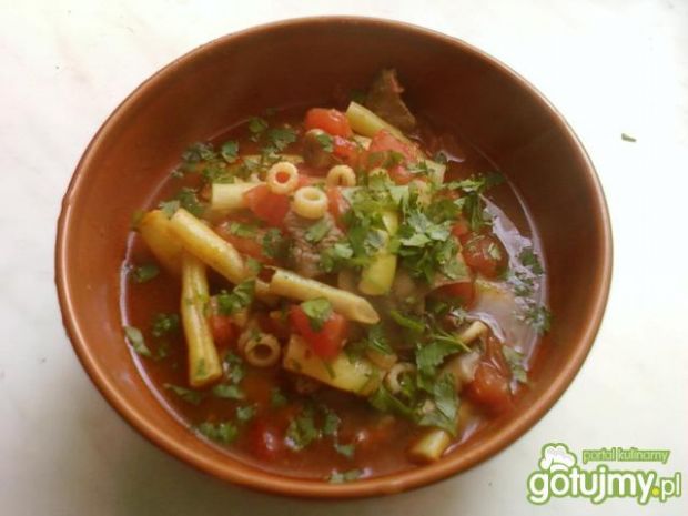 Przepis  zupa gulaszowo-pomidorowa z woka przepis