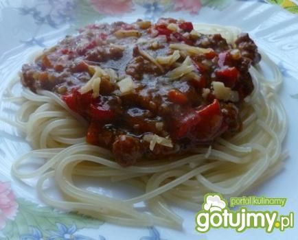Przepis  spaghetti z papryką i mięsem przepis