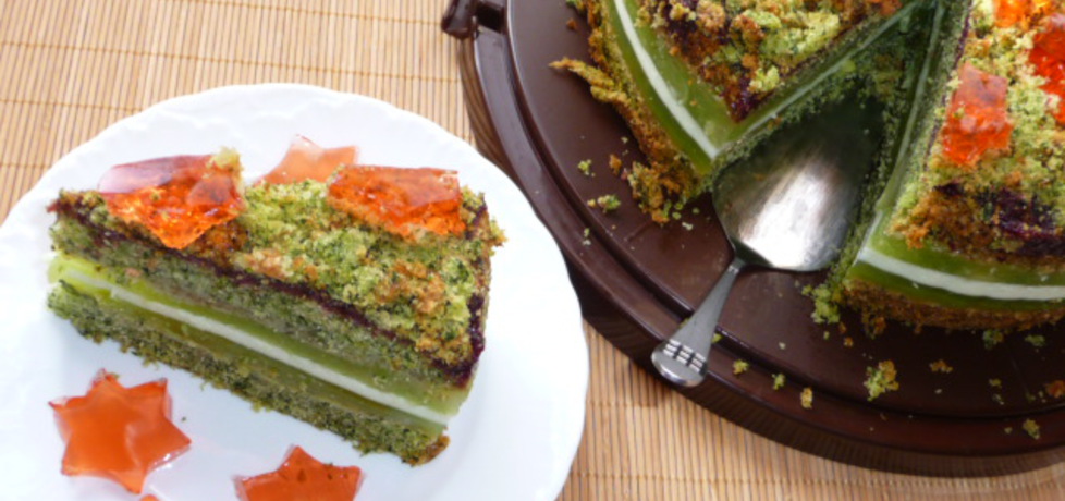 Czyli: zielone ciasto z zielonym ptasim mleczkiem i gwiazdkami