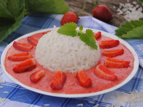 Przepis  kokosowy ryż z truskawkami przepis