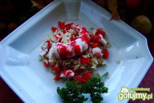 Przepis  sałatka z ryżu brązowego i kraba przepis