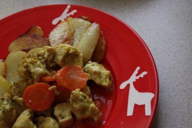 Przepis  kurczak curry duszony z warzywami przepis